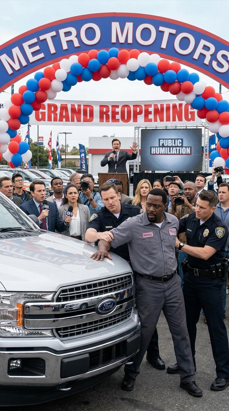 [FULL STORY] Cops slammed a Black mechanic against a brand-new truck at his own dealership reopening.